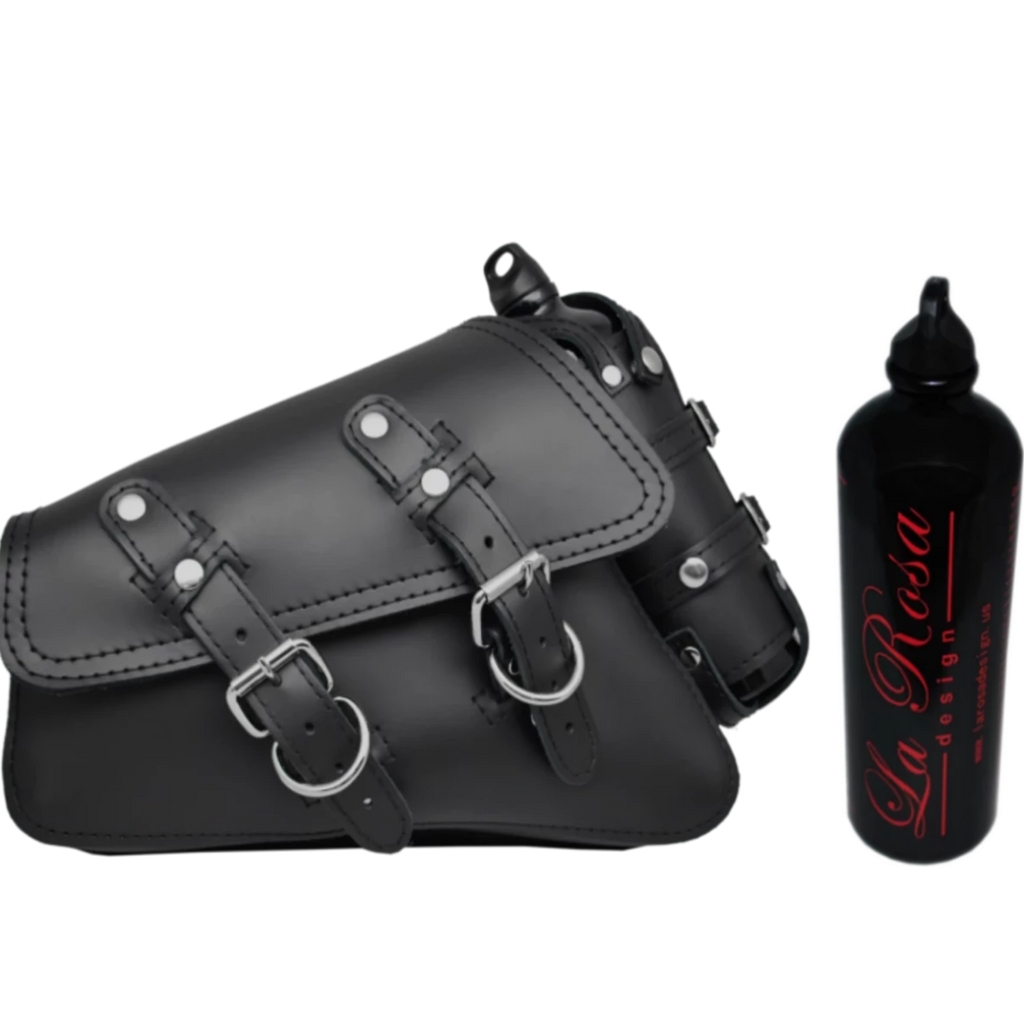 La Rosa Harley-Davidson sportster swingarm bag with Spare Fuel Bottle