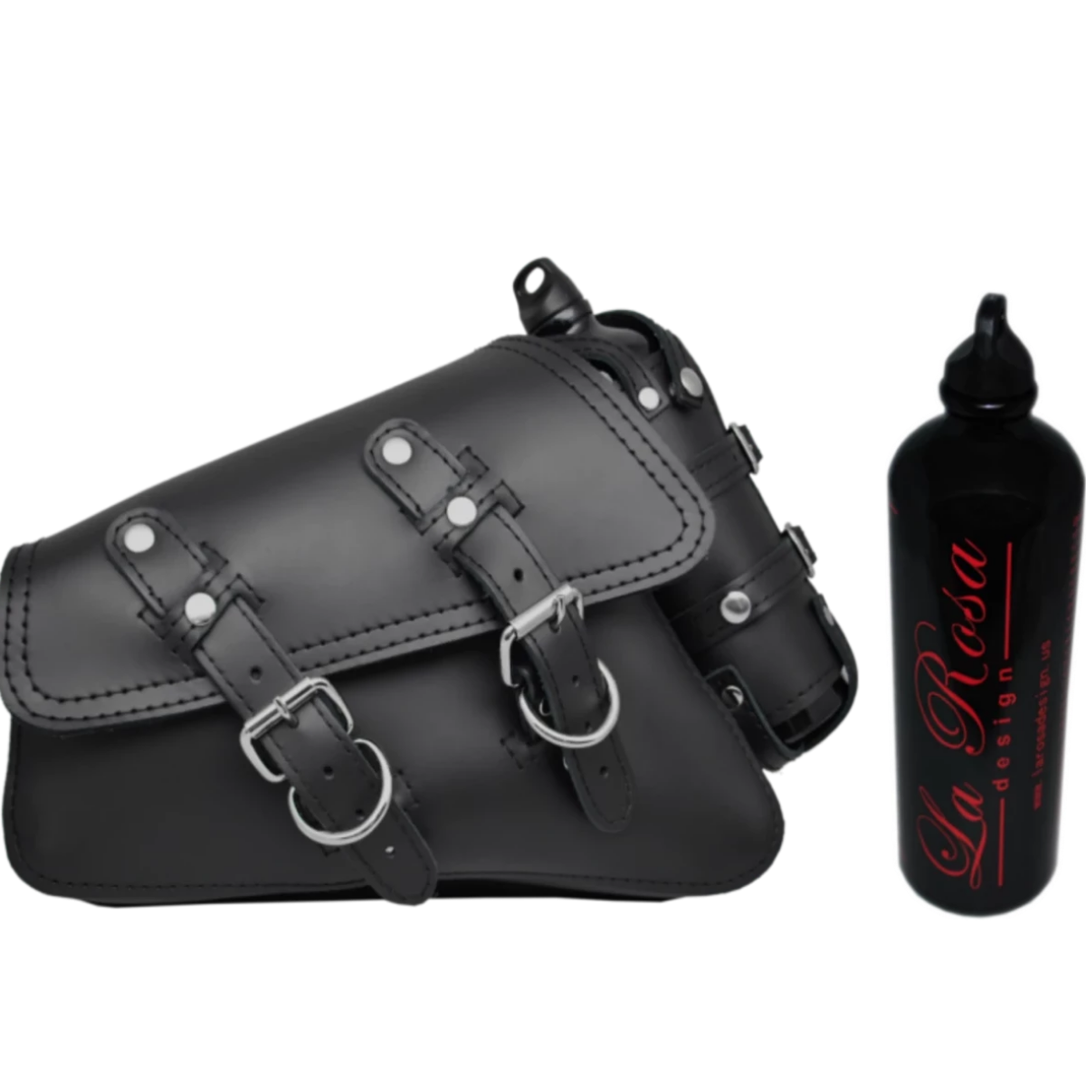 La Rosa Harley-Davidson sportster swingarm bag with Spare Fuel Bottle - American Legend Rider