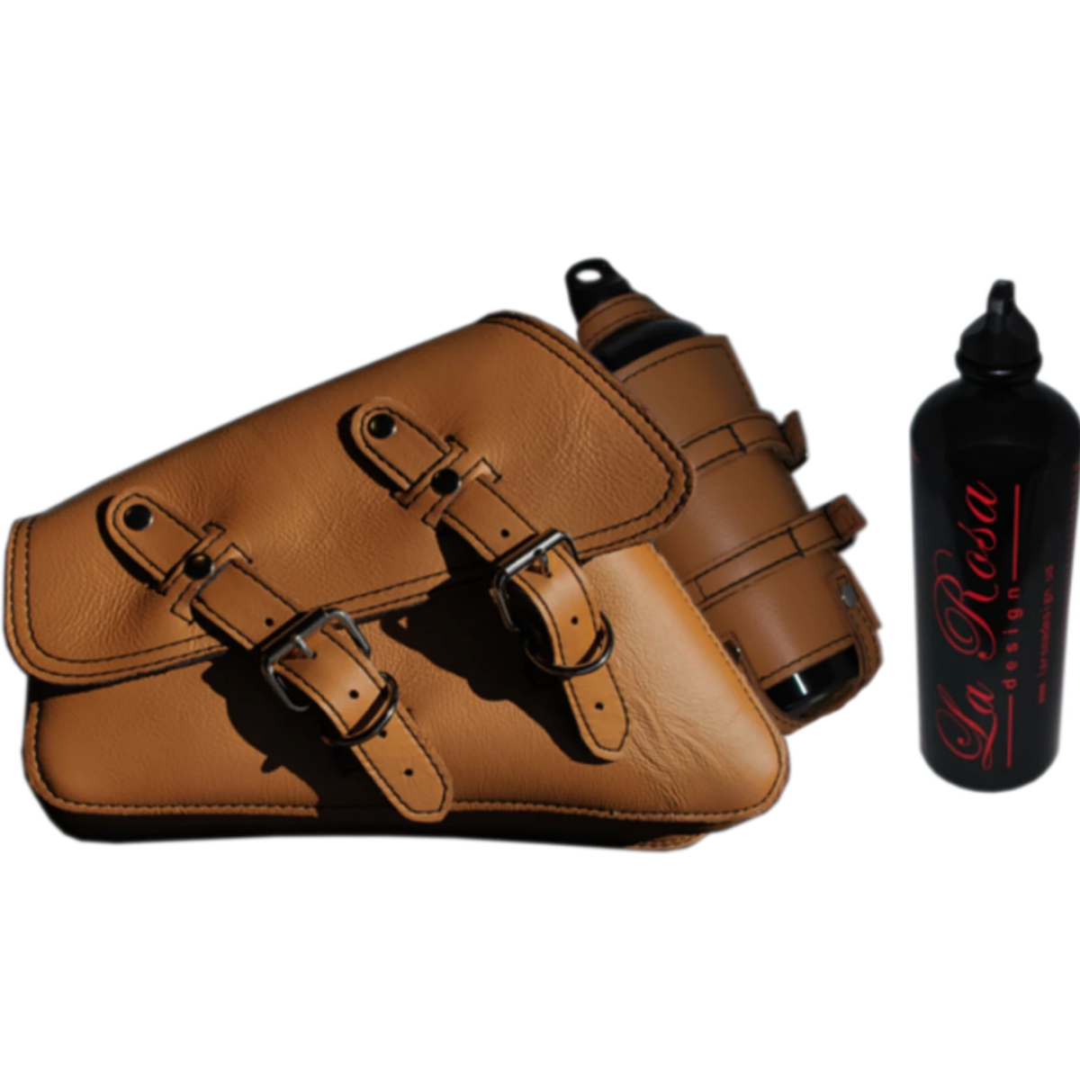 La Rosa Harley-Davidson sportster swingarm bag with Spare Fuel Bottle - American Legend Rider