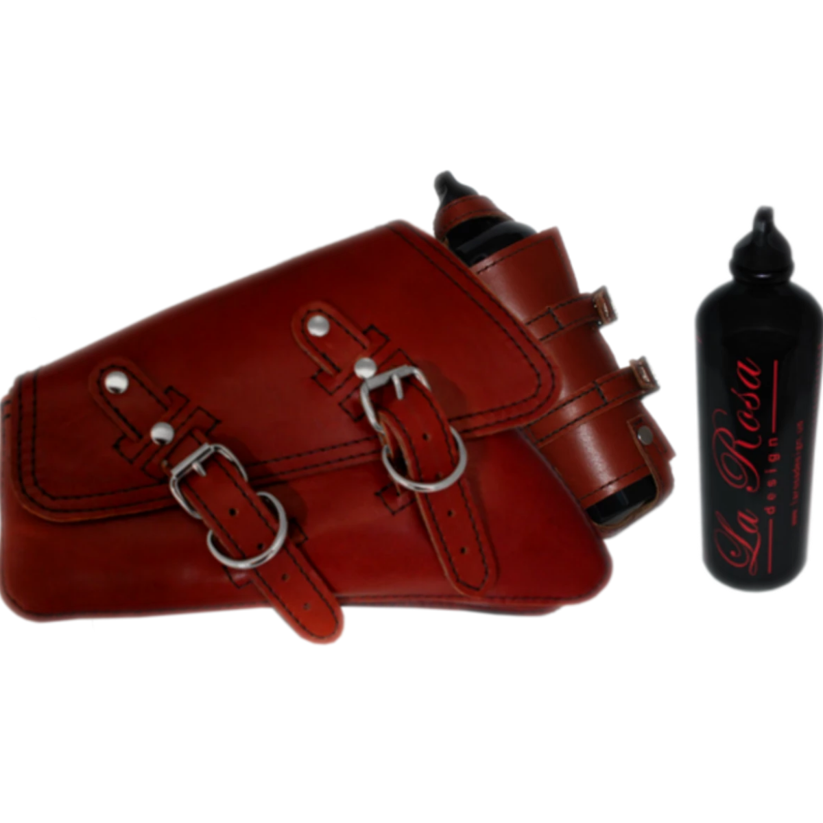 La Rosa Harley-Davidson sportster swingarm bag with Spare Fuel Bottle - American Legend Rider