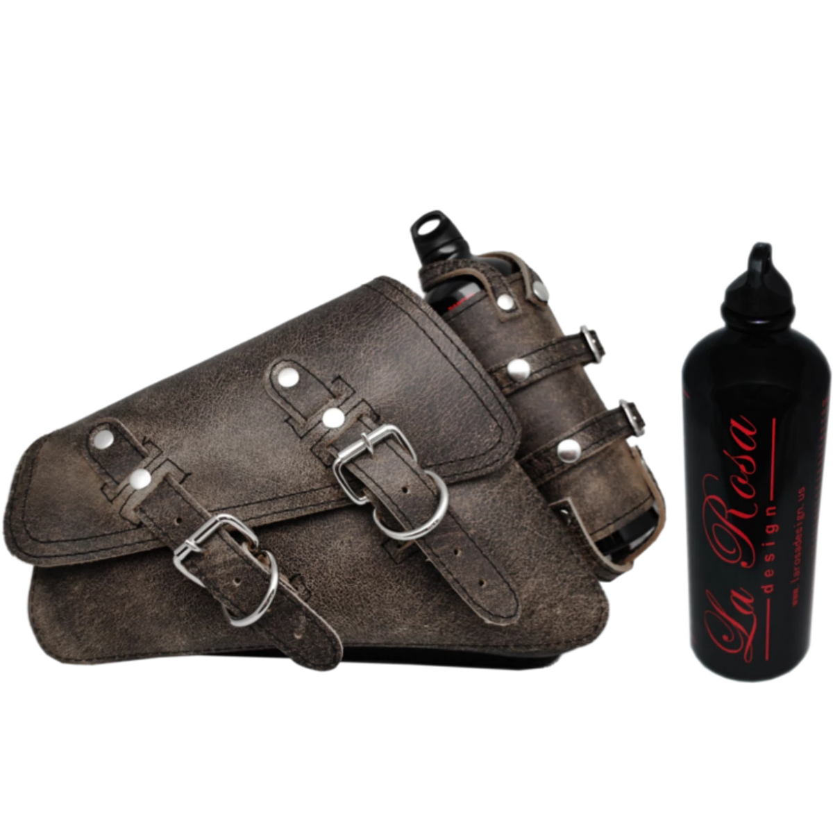 La Rosa Harley-Davidson sportster swingarm bag with Spare Fuel Bottle - American Legend Rider