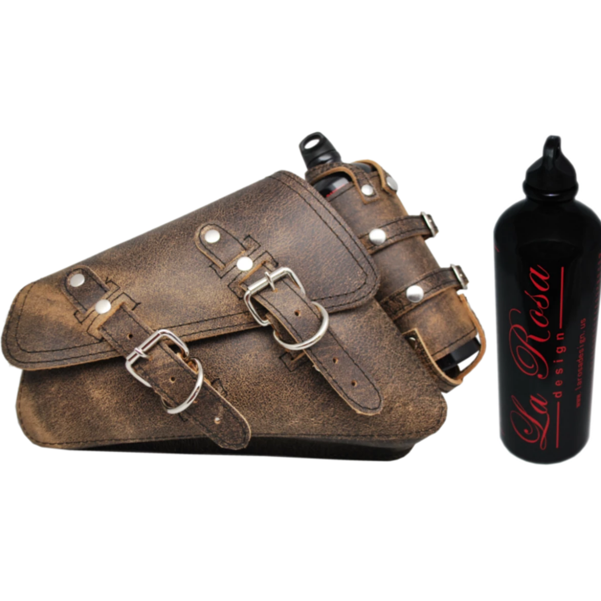 La Rosa Harley-Davidson sportster swingarm bag with Spare Fuel Bottle - American Legend Rider