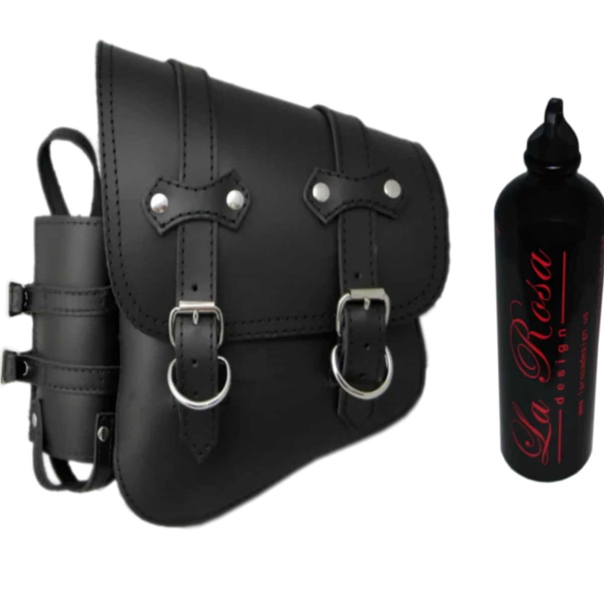 La Rosa All Softails Clasick Saddle Bag with Fuel Bottle Holder - American Legend Rider