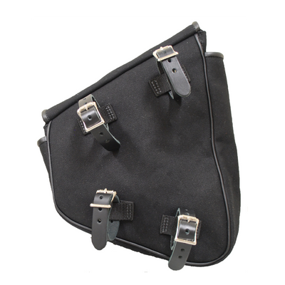 La Rosa All H-D Softail Models Left Side Swingarm Saddle Bag, Canvas, Black - American Legend Rider