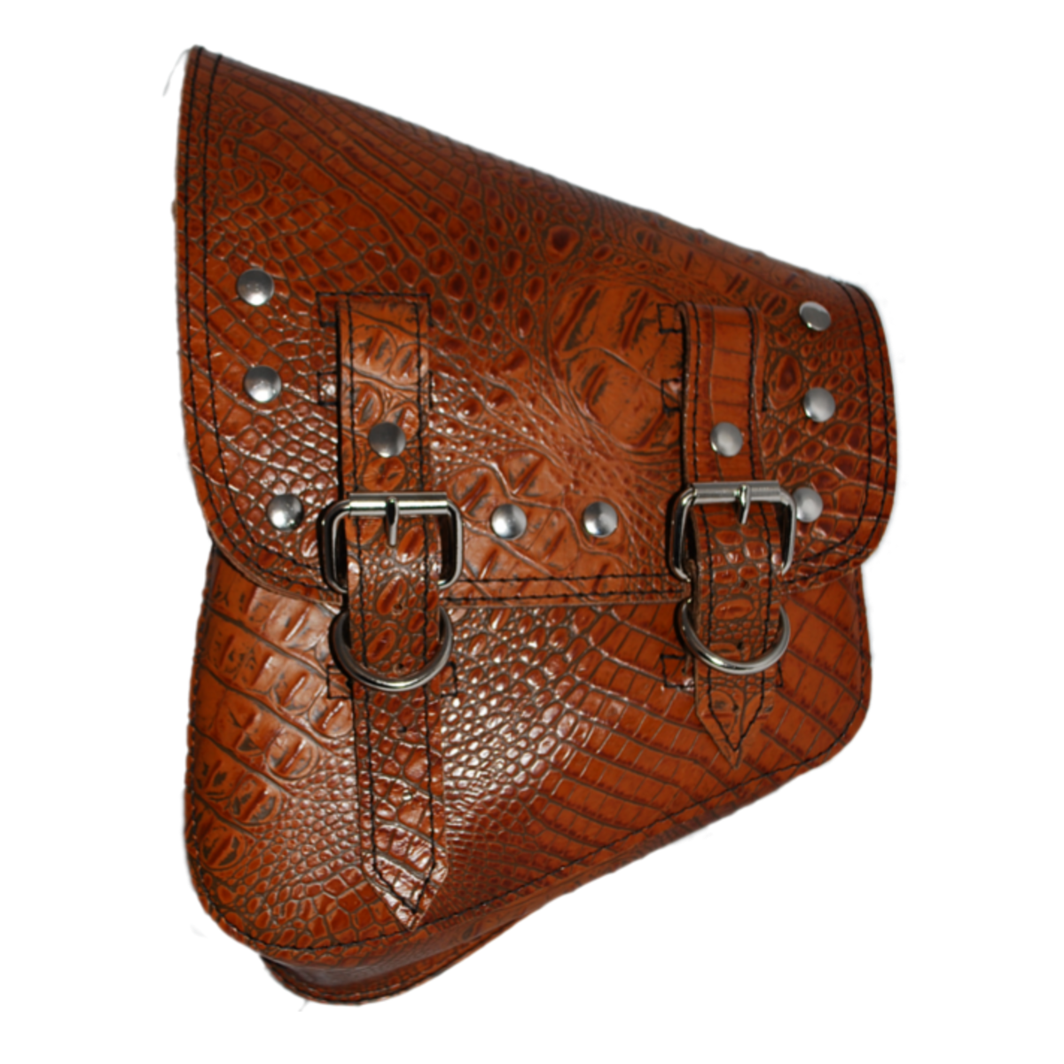 La Rosa Riveted Softail Swing Arm Embossed Leather Bag - American Legend Rider