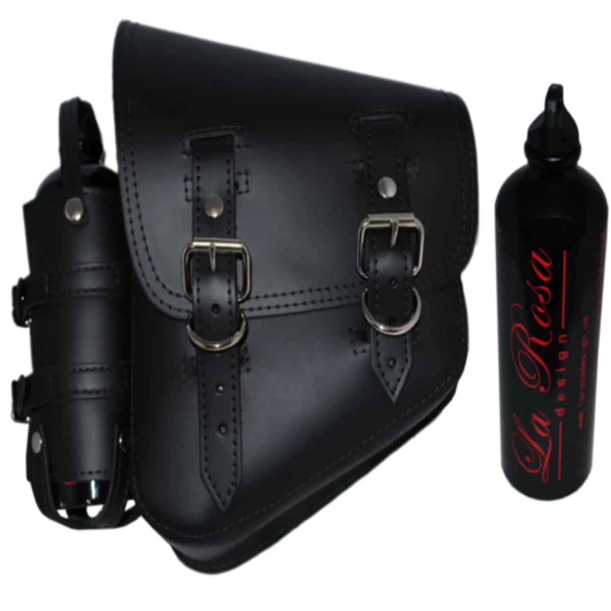 La Rosa Softail Saddle Bag with Spare Fuel Bottle Holder - American Legend Rider