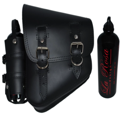 La Rosa Softail Saddle Bag with Spare Fuel Bottle Holder - American Legend Rider