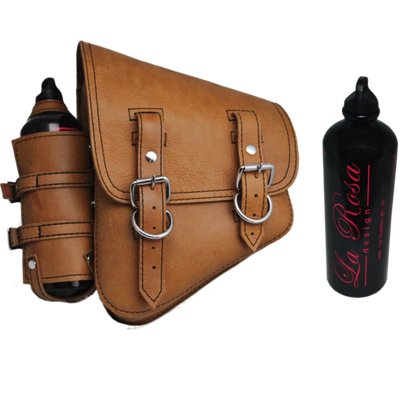 La Rosa Softail Saddle Bag with Spare Fuel Bottle Holder - American Legend Rider