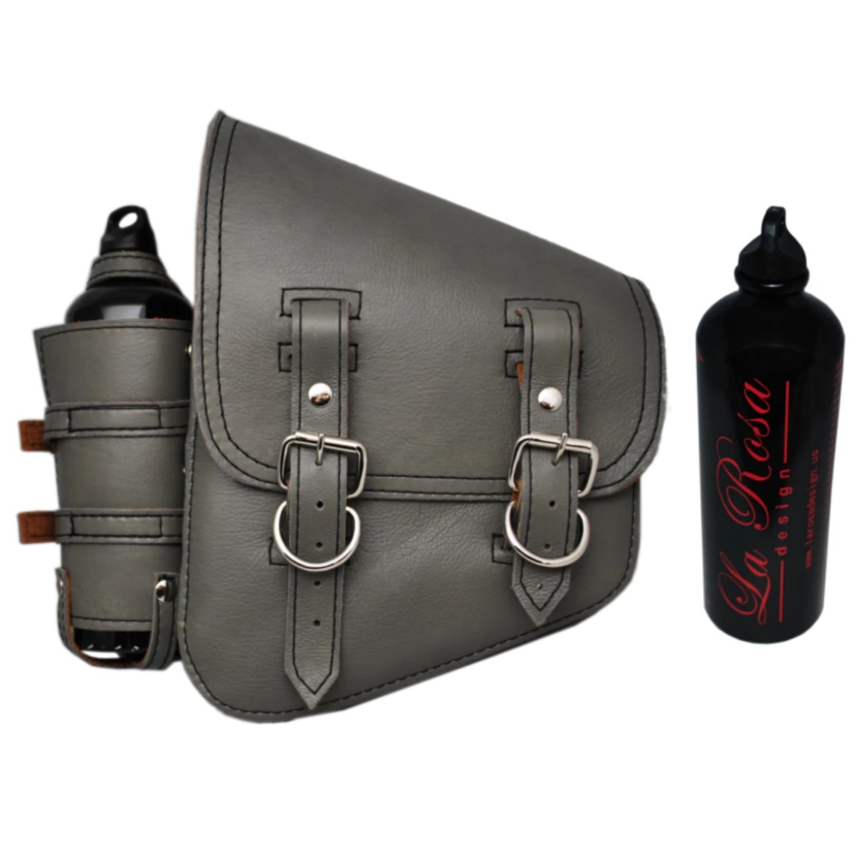 La Rosa Softail Saddle Bag with Spare Fuel Bottle Holder - American Legend Rider