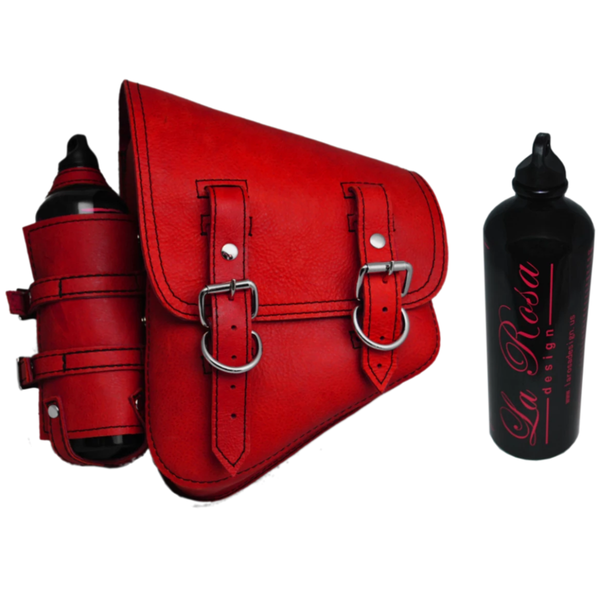 La Rosa Softail Saddle Bag with Spare Fuel Bottle Holder - American Legend Rider