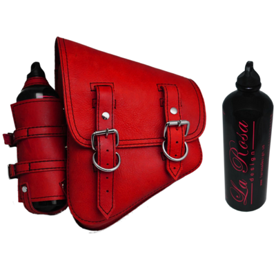 La Rosa Softail Saddle Bag with Spare Fuel Bottle Holder - American Legend Rider