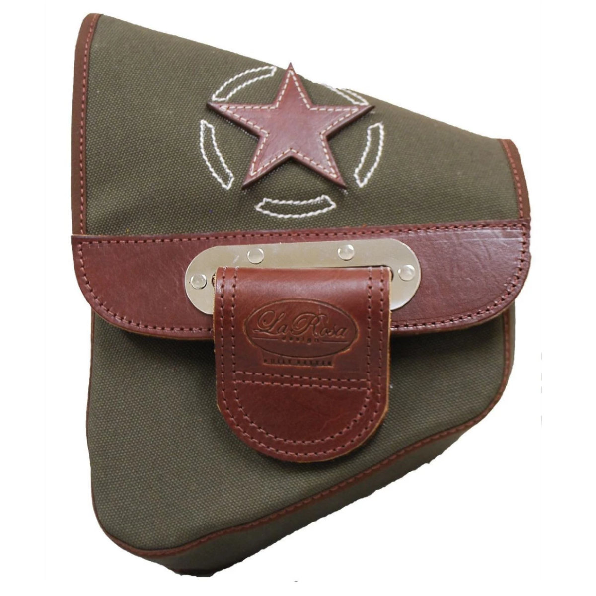 La Rosa Softail Canvas Stitched Star Swing Arm Bag - American Legend Rider