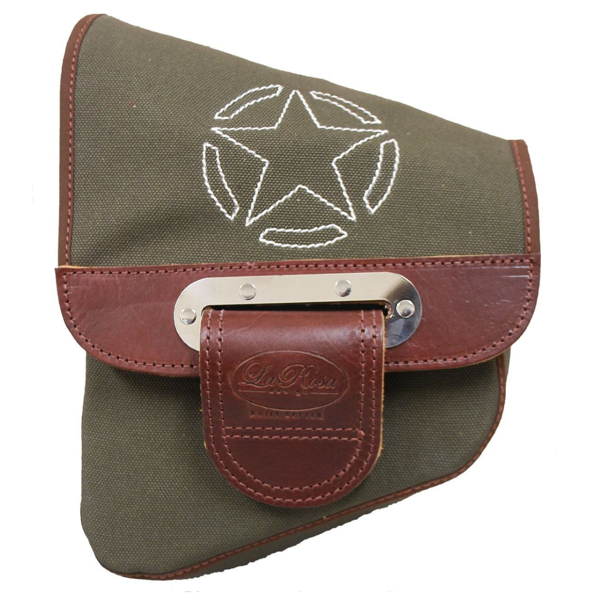 La Rosa Softail Canvas Stitched Star Swing Arm Bag - American Legend Rider