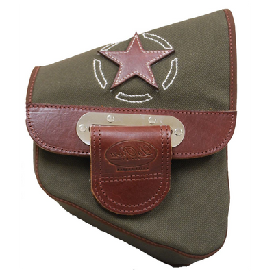 La Rosa Softail Canvas Stitched Star Swing Arm Bag - American Legend Rider