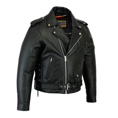 Daniel Smart Classic Side Lace Police Style Motorcycle Leather Jacket ...