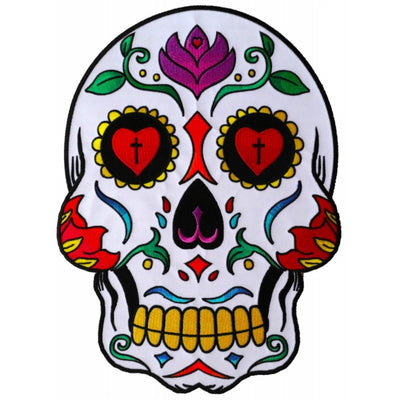 Daniel Smart Sugar Skull Embroidered Iron on Patch, 8.9 x 12 inches - American Legend Rider