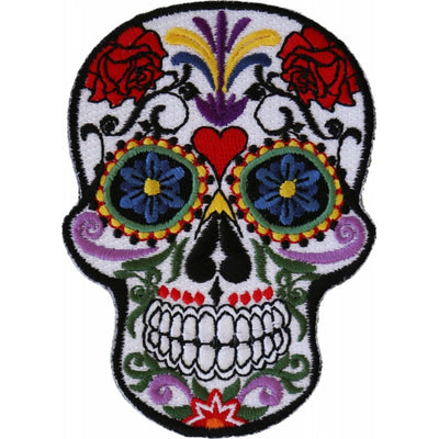 Daniel Smart Sugar Skull Embroidered Iron on Patch, 2.5 x 3.5 inches - American Legend Rider
