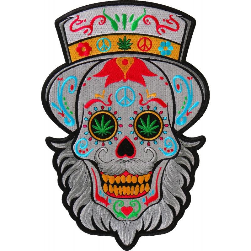 Daniel Smart Sugar Skull with Beard Large Back Patch, 8.3 x 12 inches - American Legend Rider