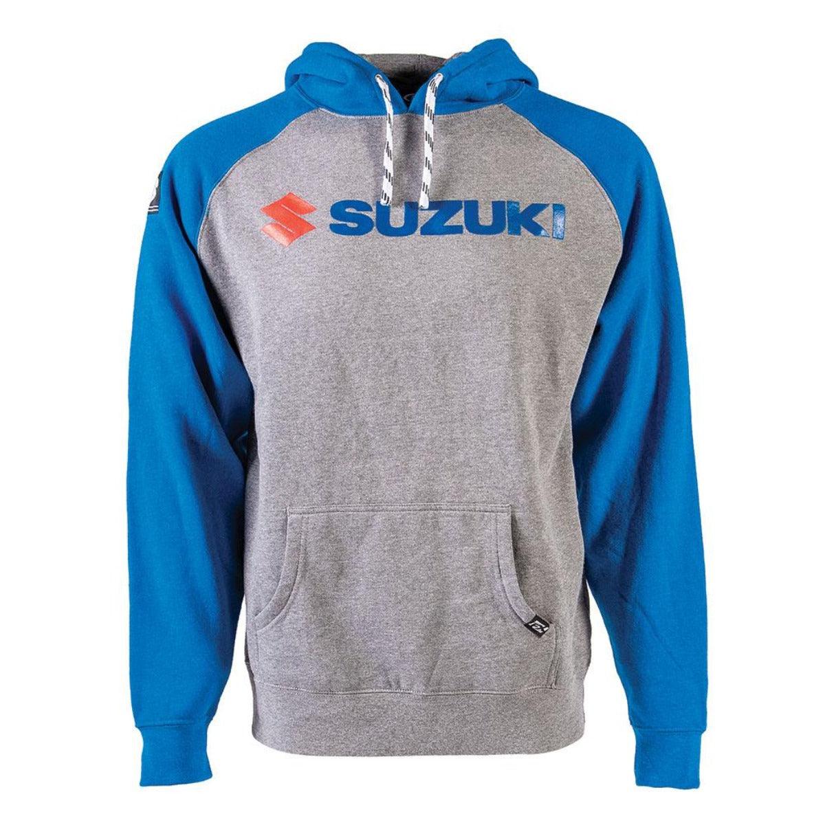 Factory Effex Men's Suzuki Landscape Pullover Hoodie, Gray/Royal Blue - American Legend Rider