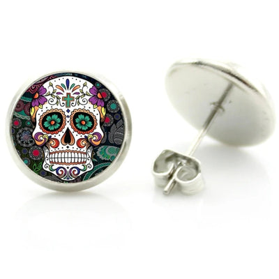Sugar Skull Stud Earrings are the highlight of the day of the dead festivities.