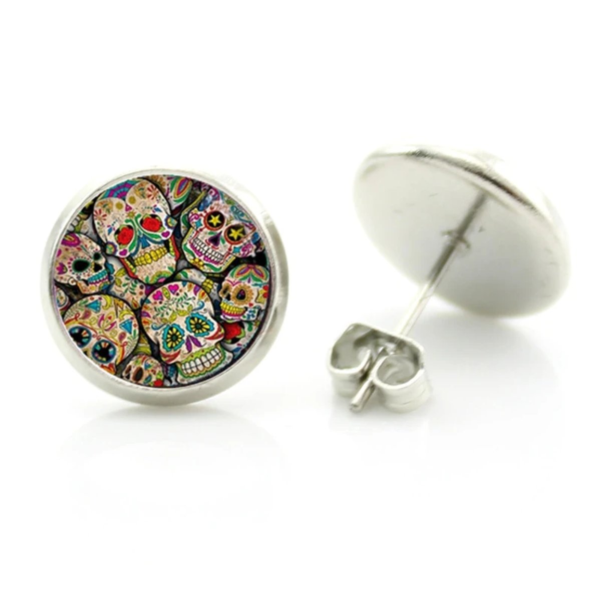 Statement Sugar Skull Stud Earrings.
