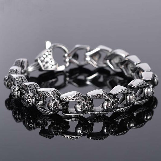 Stainless Steel Rocker Skull Bracelet - American Legend Rider