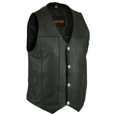 Daniel Smart Single Back Panel Concealed Carry Leather Vest (Buffalo Nickel Head Snaps), Black - American Legend Rider
