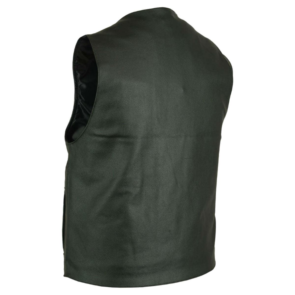Daniel Smart Single Back Panel Concealed Carry Leather Vest (Buffalo Nickel Head Snaps), Black - American Legend Rider