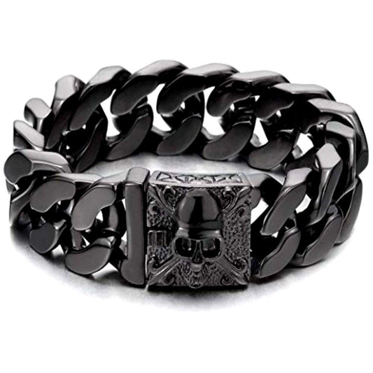 Polished Skull Bracelet For Bikers - American Legend Rider