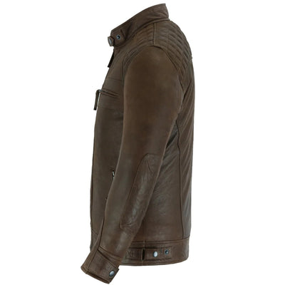 Vance Leathers' Men's Cafe Racer Lambskin Motorcycle Leather Jacket