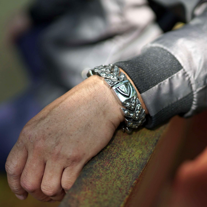 Men's Biker Punk Stainless Steel Bracelet 8.5 x 1 In.