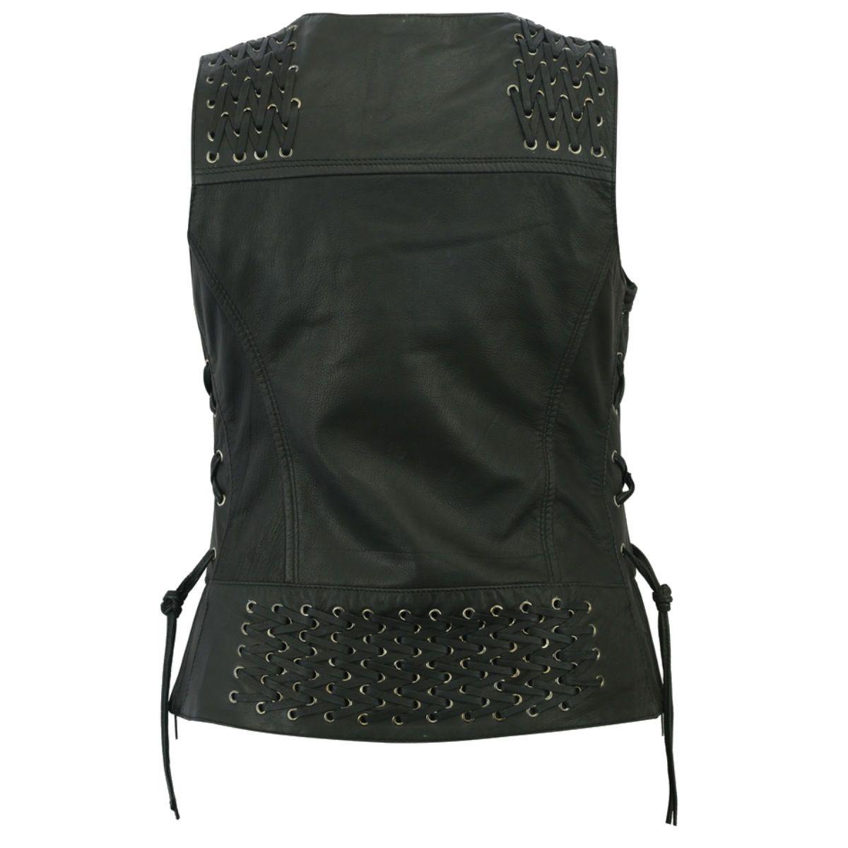 Daniel Smart Black Vest with Grommet and Lacing Accents - American Legend Rider