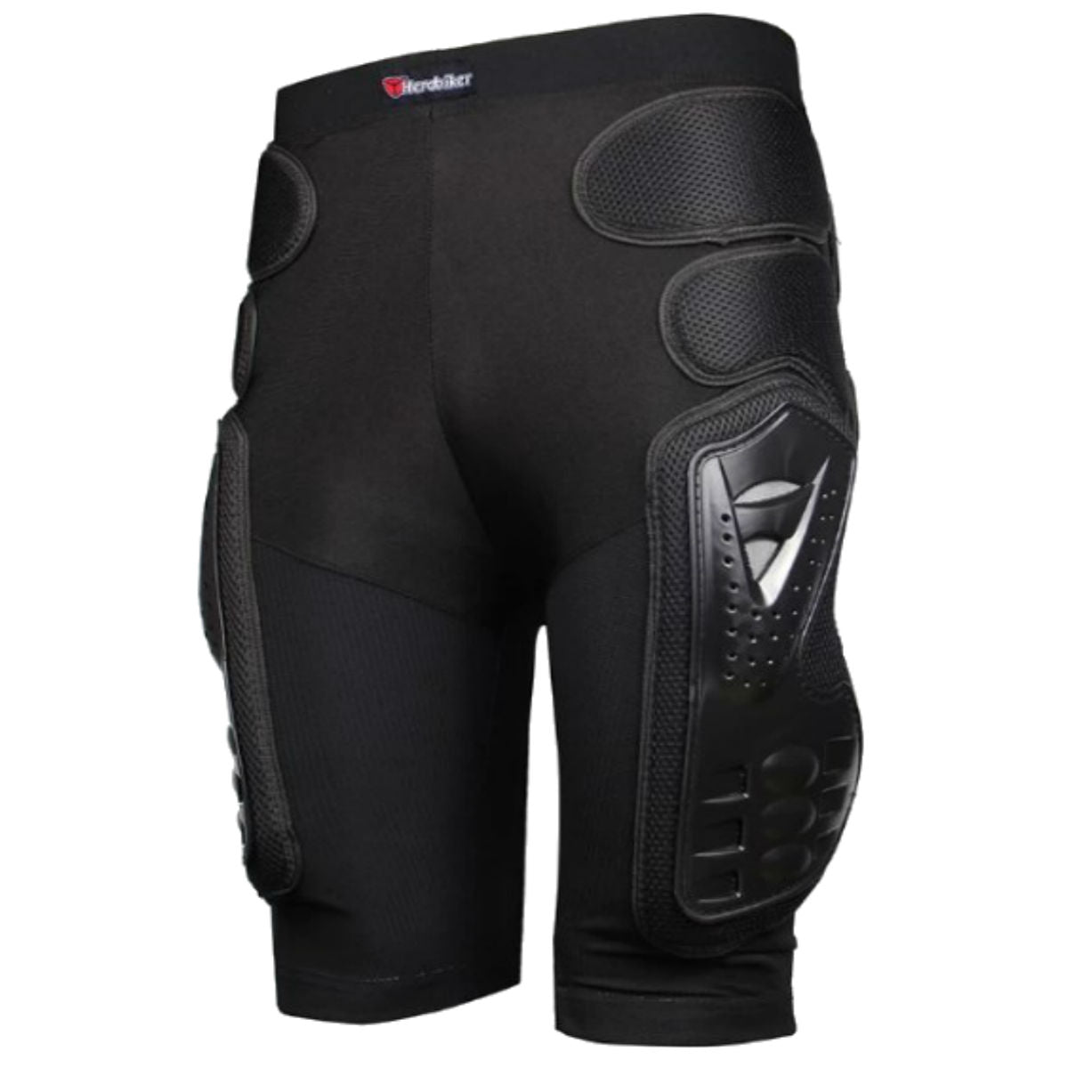 A black Motorcycle Protective Armor Pants for Men & Women, with knee pads, providing protective gear and serving as armor pants.