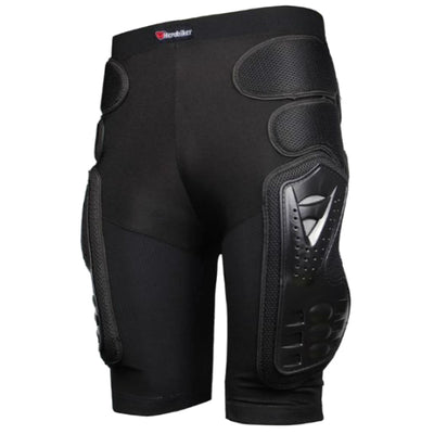 A black Motorcycle Protective Armor Pants for Men & Women, with knee pads, providing protective gear and serving as armor pants.
