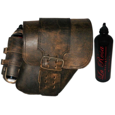 La Rosa Leather Saddle Bag with Fuel Bottle - American Legend Rider