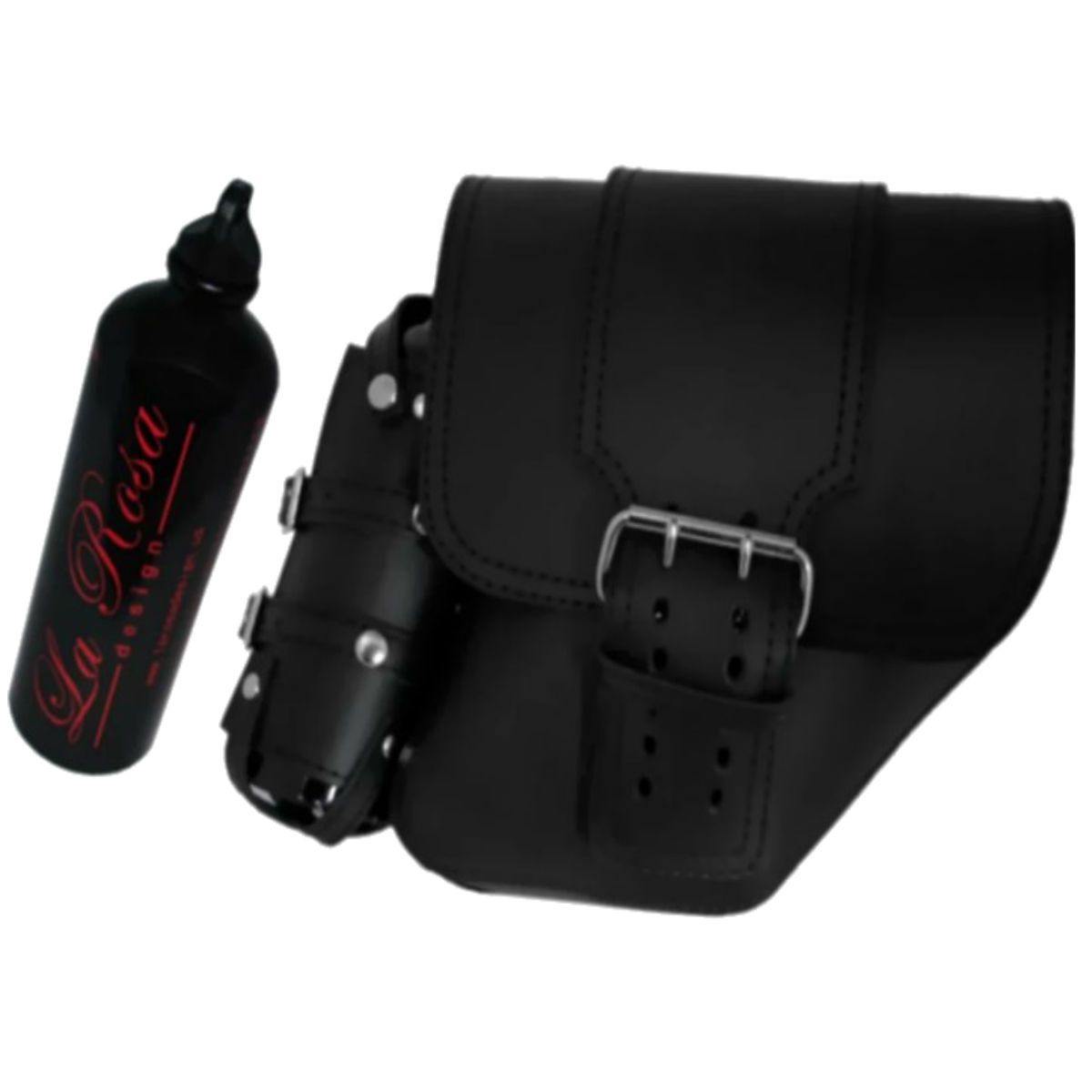 La Rosa Leather Saddle Bag with Fuel Bottle - American Legend Rider