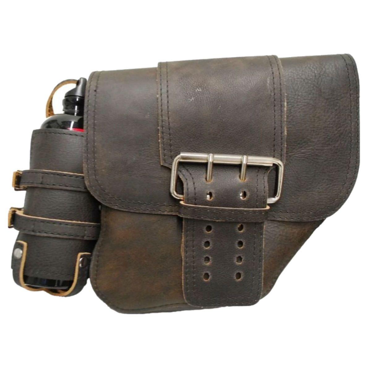 La Rosa Leather Saddle Bag with Fuel Bottle - American Legend Rider