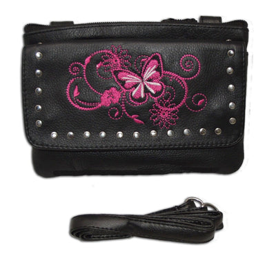 Vance Leather Ladies Belt Loop Purse w/Butterfly Design