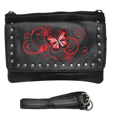 Vance Leather Ladies Belt Loop Purse w/Butterfly Design