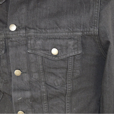Vance Leather Men's Black Heavy Duty Denim Button Front Jacket