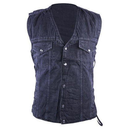 Vance Leather Men's Denim Vest with Gun Pocket