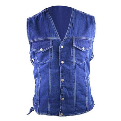 Vance Leather Men's Denim Vest with Gun Pocket