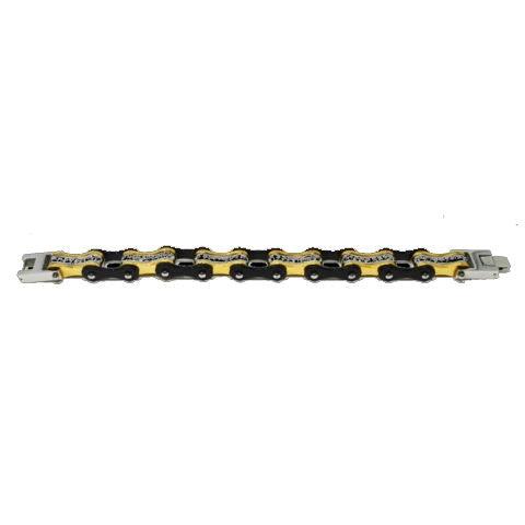 Daniel Smart Women's 316L Stainless Steel Bike Chain Bracelet w/ White Crystal Centers, Black/Gold - American Legend Rider