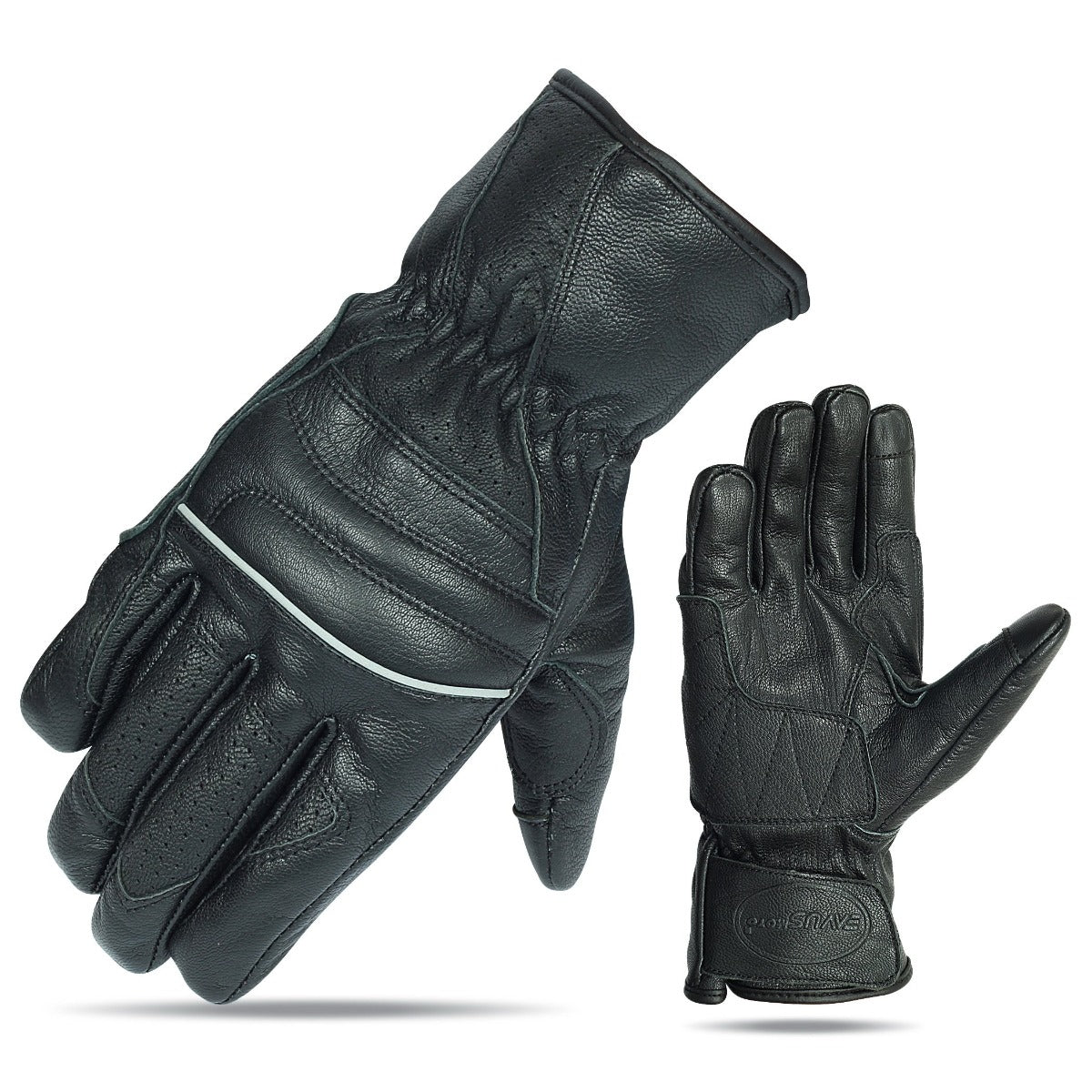 Vance Premium Leather Driving Glove with Reflective Piping
