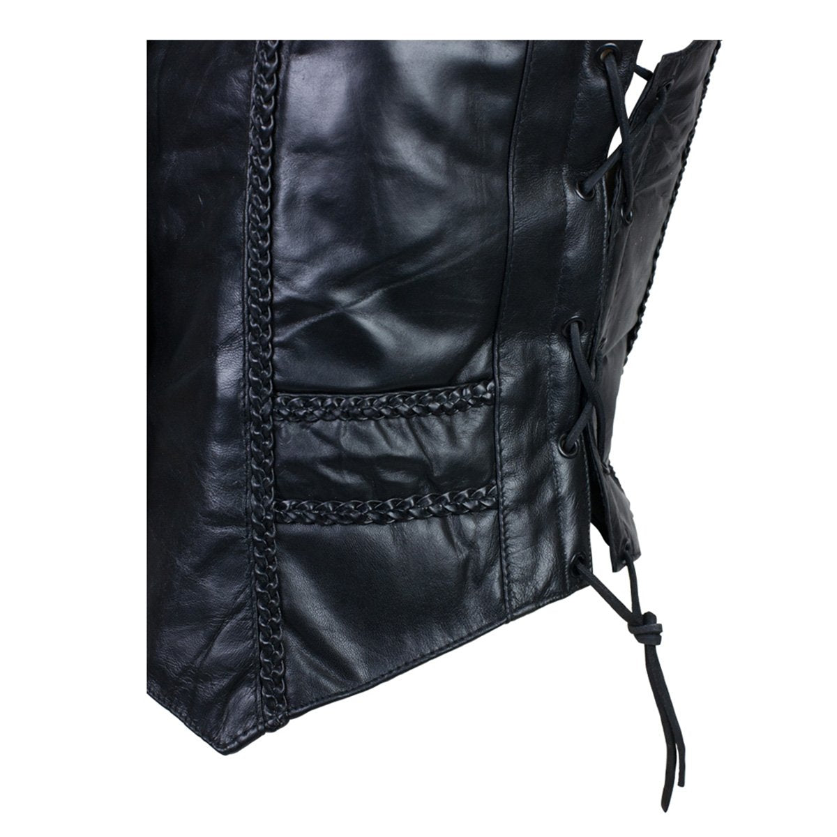 Vance Leather Ladies Lambskin Vest with Vertical Braid