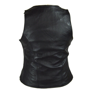 Vance Leather Ladies Plain Side Zipper Vest with Zip Pockets