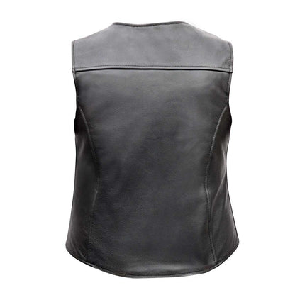 Vance Ladies Five Snap Premium Leather Vest