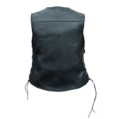 Vance Economy Leather Ladies Five-Snap Lace Side Vest