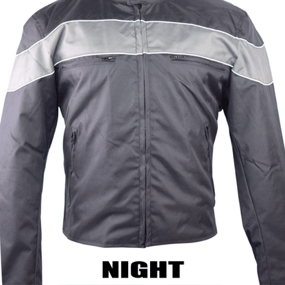 Vance Leather Men's Motorcycle Jacket with Reflective Rear Skull