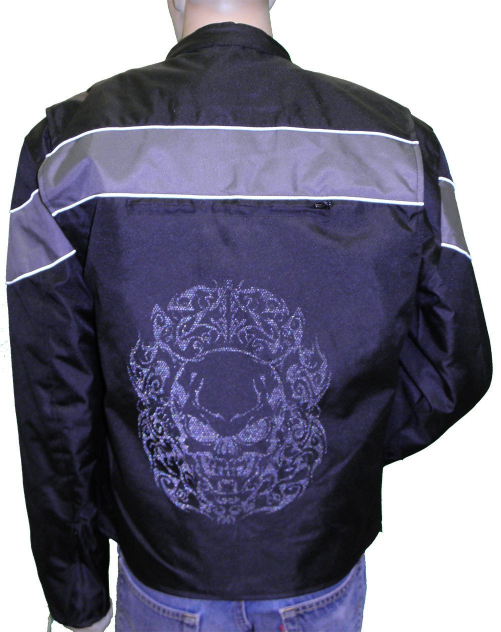 Vance Leather Men's Motorcycle Jacket with Reflective Rear Skull